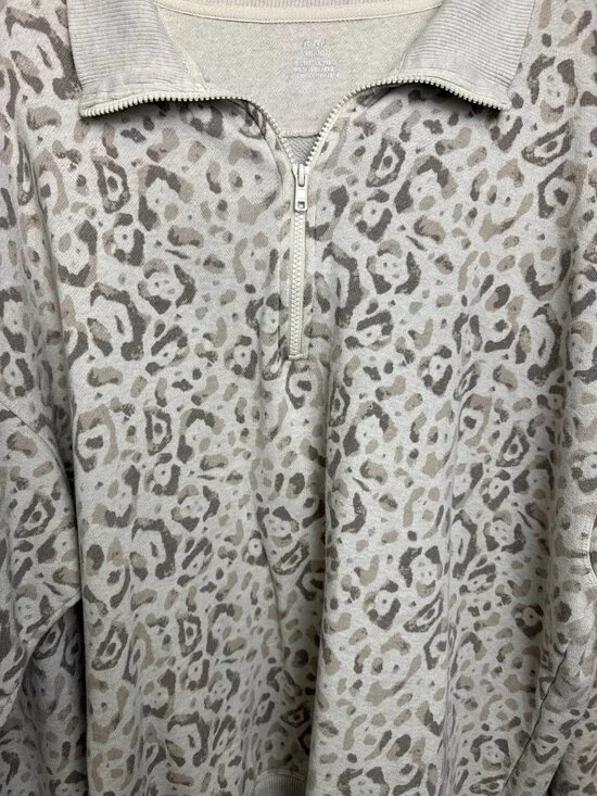 Aerie leopard print sweater pullover quarter zip lounge active XL mobwife - Picture 5 of 6